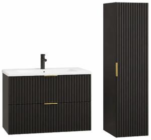 Zestaw czarny do łazienki z szafką pod umywalkę 80 cm K5-R88