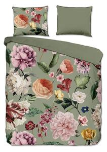 Zielona pościel dwuosobowa z satyny bawełnianej 200x220 cm Fiori – Descanso