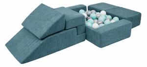 Turkusowy sztruksowy piankowy plac zabaw 6 szt. wysokość 40 cm 100x35 cm Montessori – Meowbaby