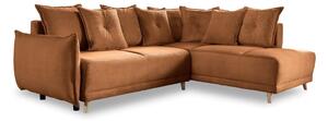 Ceglasty sztruksowy rozkładany narożnik (prawostronny) Lazy Lukka – Miuform