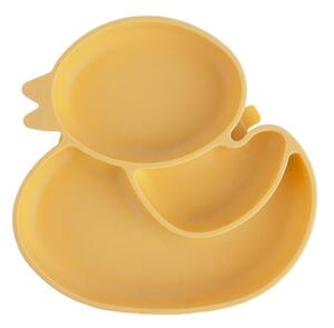 Żółty silikonowy talerz dla dzieci 19x19,5 cm Chicken – Orion