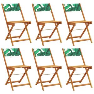 Składane krzesła ogrodowe, 6 szt., zielona tkanina i drewno
