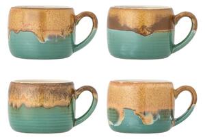 Zielono-brązowe kamionkowe kubki zestaw 4 szt. 400 ml Sheen – Bloomingville