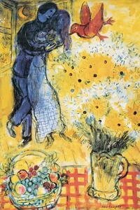 Plakat, Obraz Chagall - Lovers Flowers