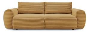 Musztardowa sztruksowa rozkładana sofa 257 cm Lucien – Bobochic Paris