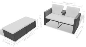Zestaw Mebli Ogrodowych Komplet Wypoczynkowy Z Poduszkami 4-Częściowy Czarny Rattan Na Taras Balkon Ogród