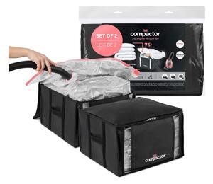 Tekstylne pojemniki do przechowywania ubrań zestaw 2 szt. próżniowe/usztywniane 42x25x25 cm Black Edition – Compactor