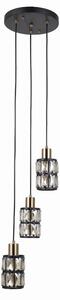 Menfi PND-44236-3-BK-GD lampa wisząca kaskada czarna z mosiądzem klosz szkło bursztynowe 3xE27