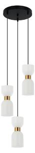Monza PND-57602-3-BK+BRO lampa wisząca kaskadowa klosz szkło białe kokarda 3xE27 wykończenie czarny z mosiądzem