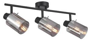 SARDO spoty czarne na listwie klosze dymione 3xE14 SPL-5581-3-BK-SG