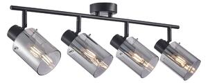 SARDO spoty czarne na listwie klosze dymione 4xE14 SPL-5581-4-BK-SG