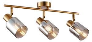 SANTIA SPL-65342-3-BRO-SG lampa ze spotami mosiądz klosze dymione 3xE14