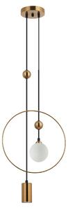 Trosti PND-428892-BRO lampa wisząca mosiądz klosz biały 1xG9 tuba 1xGU10 ozdobna obręcz