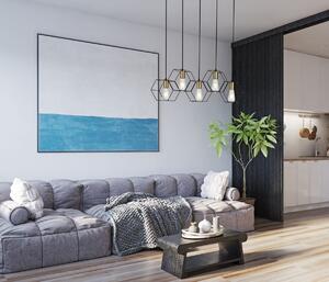 AINA lampa wisząca czarna plastry miodu 5xE27 złote oprawki PND-74889-5-BK