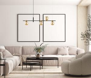 BLETTER lampa wisząca czarna z dodatkiem złota klosze amber 4xG9 PND-5225-4-BK-AMB