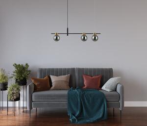 BLETTER lampa wisząca czarna z dodatkiem złota klosze dymione 3xG9 PND-5225-3-BK-SG