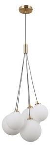 Perlos PND-54456-5-HB lampa wisząca kule białe kiść 5xG9 mosiądz miodowy