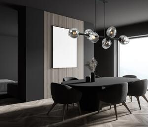 BORGO lampa wisząca czarna z dymionymi wgniecionymi kloszami 6xE27 PND-30843-6 BK+SG
