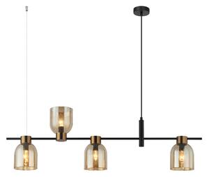 SERVIO lampa wisząca czarna klosze szkło bursztynowe 4xE14 PND-66892-4-BK-AMB