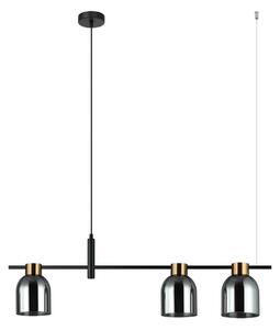 SERVIO lampa wisząca czarna klosze szkło dymione 3xE14 PND-66892-3-BK-SG