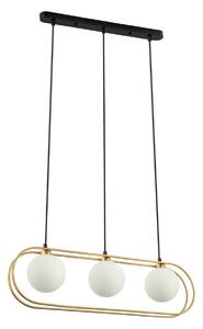 GROSETTA lampa wisząca czarna białe kule w owalnej złotej ramce 3xG9 PND-53423-3-GD
