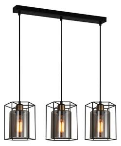 KALULA lampa wisząca druciana czarna z dymionymi kloszami 3xE27 PND-78901-3-BK+SG