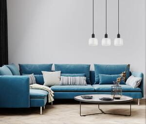 LAMEZIA lampa wisząca czarna z ozdobnymi kloszami 3xE27 PND-67594-3-BK+CL