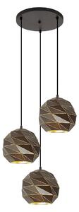 PALERMO lampa wisząca z prześwitami antracytowa kaskada 3xE27 PND-2424-3S-GR+GD