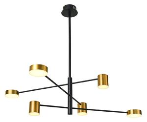 REMDAL nowoczesny żyrandol czarny / mosiądz LED 36W 4000K PND-16374-6-BK-GD-4K
