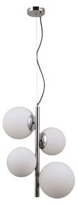 RIGA lampa wisząca pionowa chrom z białymi kulami 2xE14 2xE27 PND-44213-4B-CH