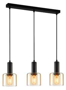 SANTIA PND-65342-3-BK+AMB lampa wisząca czarna klosze bursztynowe 3xE27