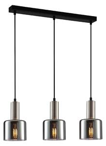 SANTIA PND-65342-3-SC+SG lampa wisząca czarna z satyną klosze dymione 3xE27