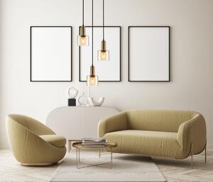 SANTIA PND-65342-3A-BRO+AMB lampa wisząca czarna z miedzią klosze bursztynowe 3xE27 kaskada