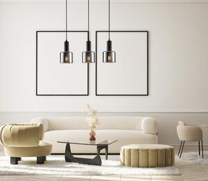 SANTIA PND-65342-3-BK+SG lampa wisząca czarna klosze dymione 3xE27