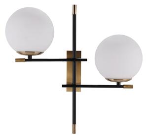 STELIA lampa ścienna patynowa czarna z białymi kulami 2xE14 WL-43660-2