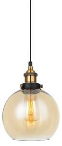 CARDENA lampa wisząca loftowa czarno-złota klosz kula szkło bursztynowe 1xE27 MDM-4330/1 GD+AMB