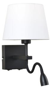 NORTE kinkiet czarny z białym abażurem i lampką do czytania LED 6W 1xE27 WL-1122-2-BL-BM-RO-WH