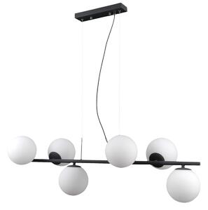 RADDI lampa wisząca czarna z białymi szklanymi kulami 6xG9 PND-5510-6-BK