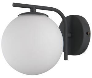 RADDI kinkiet czarny z białą szklaną kulą 1xG9 WL-5510-1-BK