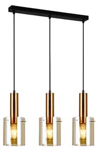 SARDO lampa wisząca czarna z mosiądzem klosze amber 3xE27 PND-5581-3-BRO+AMB