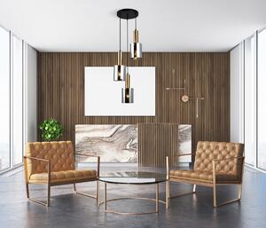 SARDO lampa wisząca czarna z mosiądzem klosze dymione 3xE27 kaskada PND-5581-3A-BRO+SG