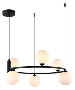 AMILY lampa wisząca czarna białe kule na ringu 6xG9 MDM-3974/6 BK