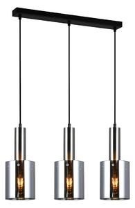 SARDO lampa wisząca czarna z satyną klosze dymione 3xE27 PND-5581-3-SC+SG