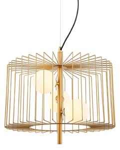 DAREN lampa wisząca złota abażur druciany z kloszami w środku 3xG9 MDM-3937/3 GD