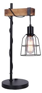PONTE lampa stołowa druciana czarna z drewnem iloft retro 1xE27 TB-4290-1