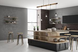 PONTE lampa wisząca czarna z drewnem retro loft druciane abażurki 5xE27 PND-4290-5-L