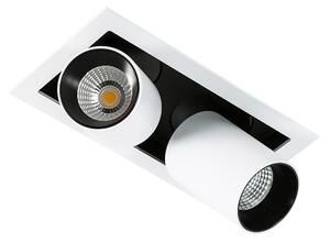 MERCANTA double lampa wpuszczana biało czarna z regulowanymi spotami LED 2x12W 4000K GL7117-2/12W 4000K WH+BL