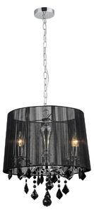 CORNELIA lampa wisząca chrom abażur z czarnej organzy 43cm wisiorki czarny kryształ 3xE14 MDM-2572/3 BK