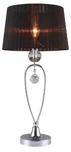 VIVIEN elegancka lampa stołowa chromowana z kryształami 1xE27 abażur czarny MTM1637-1BL