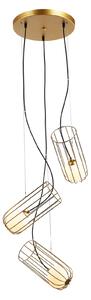 COCO lampa wisząca złote druciane koszyki z białymi kulkami 3xG9 MDM-3941/3 GD